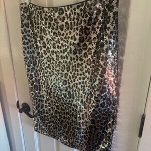 Michael Kors Sequin Top and Skirt in Leopard Print Size L